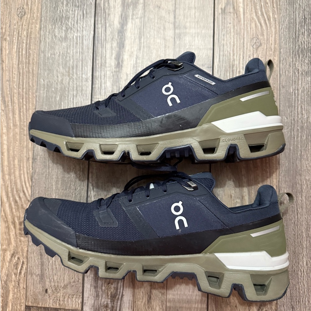 On Cloudwander Waterproof Men's Navy and Olive Athletic Shoes